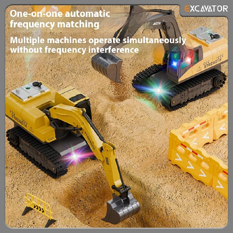 2025 nova liga de controle remoto escavadeira simulação elétrica veículo engenharia com luz spray música menino carro brinquedo