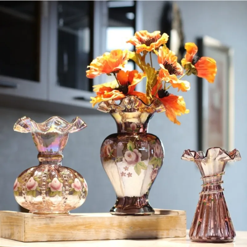 

Retro Chinese Hand-painted Vases New Handmade Glazed Vase Handicrafts Living Room Furniture Ornament Ваза Для Цветов Flower Pot