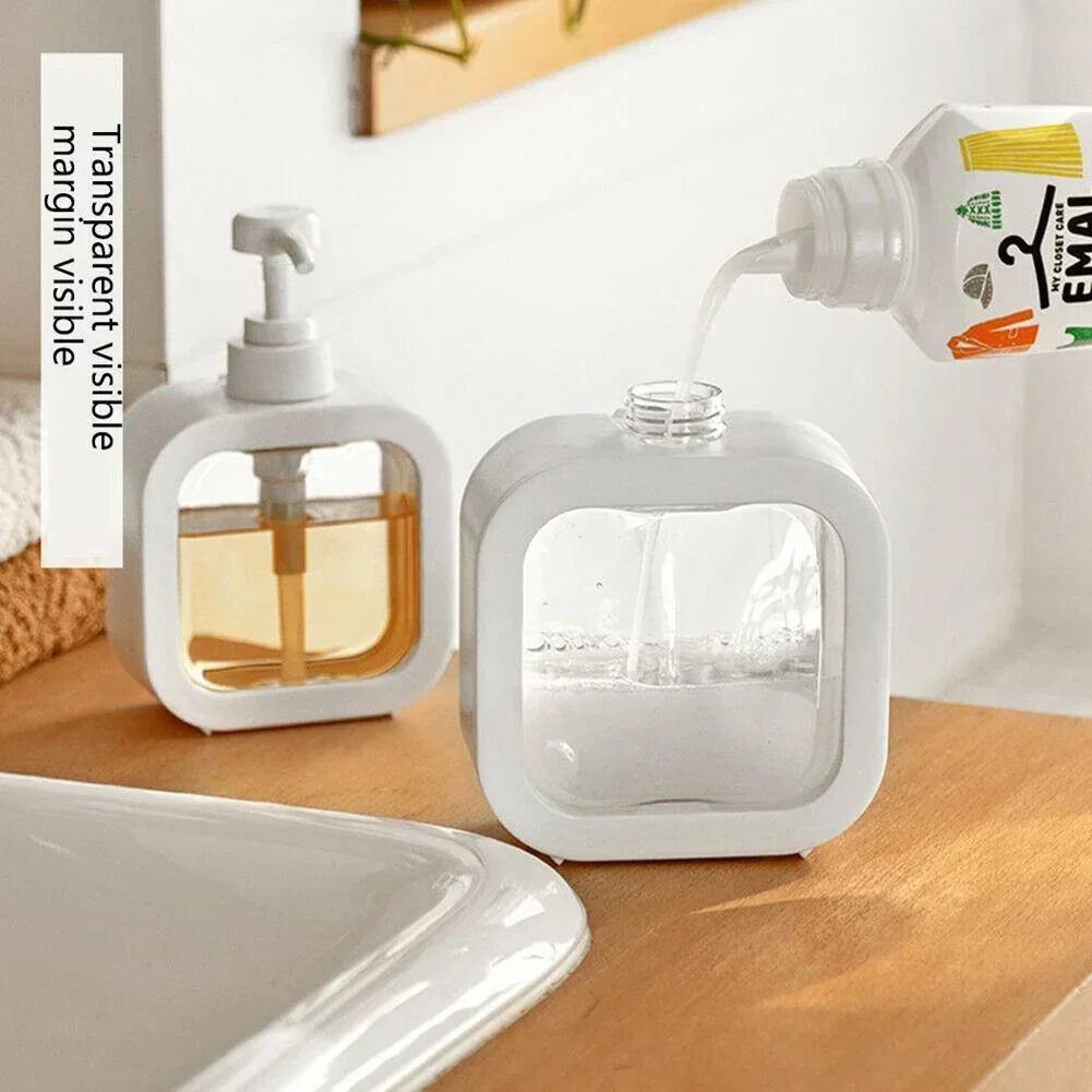 300/500ml Clear Plastic Soap Dispenser Bottles Kitchen Bathroom Pump Bottles Refillable Shampoo Shower Gel Liquid Container