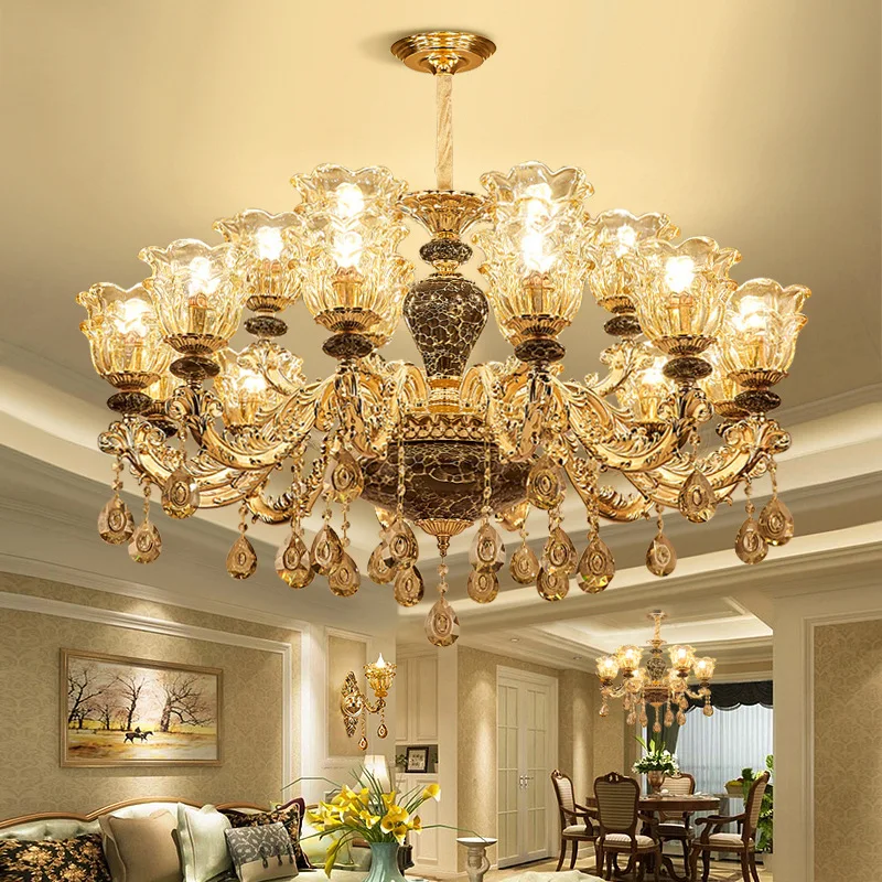 European Style Vintage Hotel Pendant Lighting Ceramic Luxury Multihead Chandelier for Living Room Fixtures