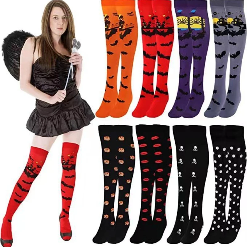 Halloween Ghost Theme Blood Pattern Stockings Event Masquerade Dancing Party Nightbar Cosmetic Punk Style Long Socks Photo Cloth