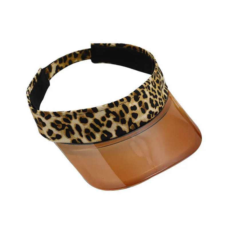 Summer UV Protection Sun Visor Plastic Hat Golf Sport Leopard Headband Cap