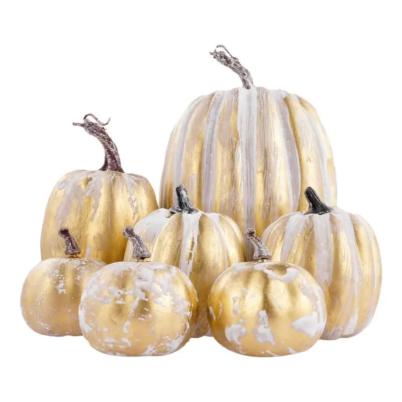 Calabazas artificiales de espuma para niños, modelos de calabaza de poliestireno de 7 piezas, decoración de Halloween, artesanía hecha a mano