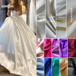 Luxury White Stiff Mikado Satin Fabric, Evening Bridal Wedding Dress Suit Fabric, Twill Satin DIY Sewing Material