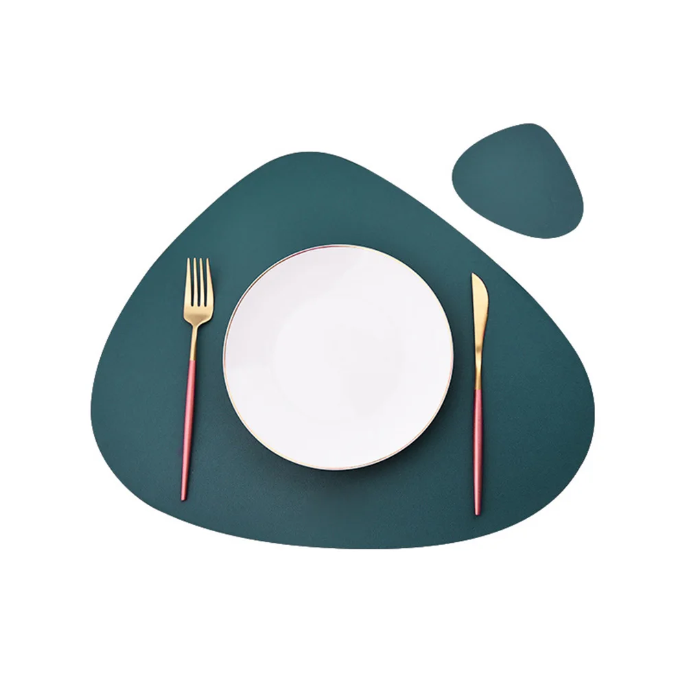 PU Placemat Heat Insulation Place Mats Set Wipeable Cup Mat Tableware Pad
