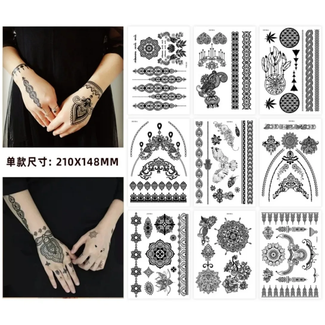 1Ps Black Lace Temporary Tattoos Transfer Stickers Waterproof and Environmentally Friendly Tattoo Stickers Fake Tattoo for Woman