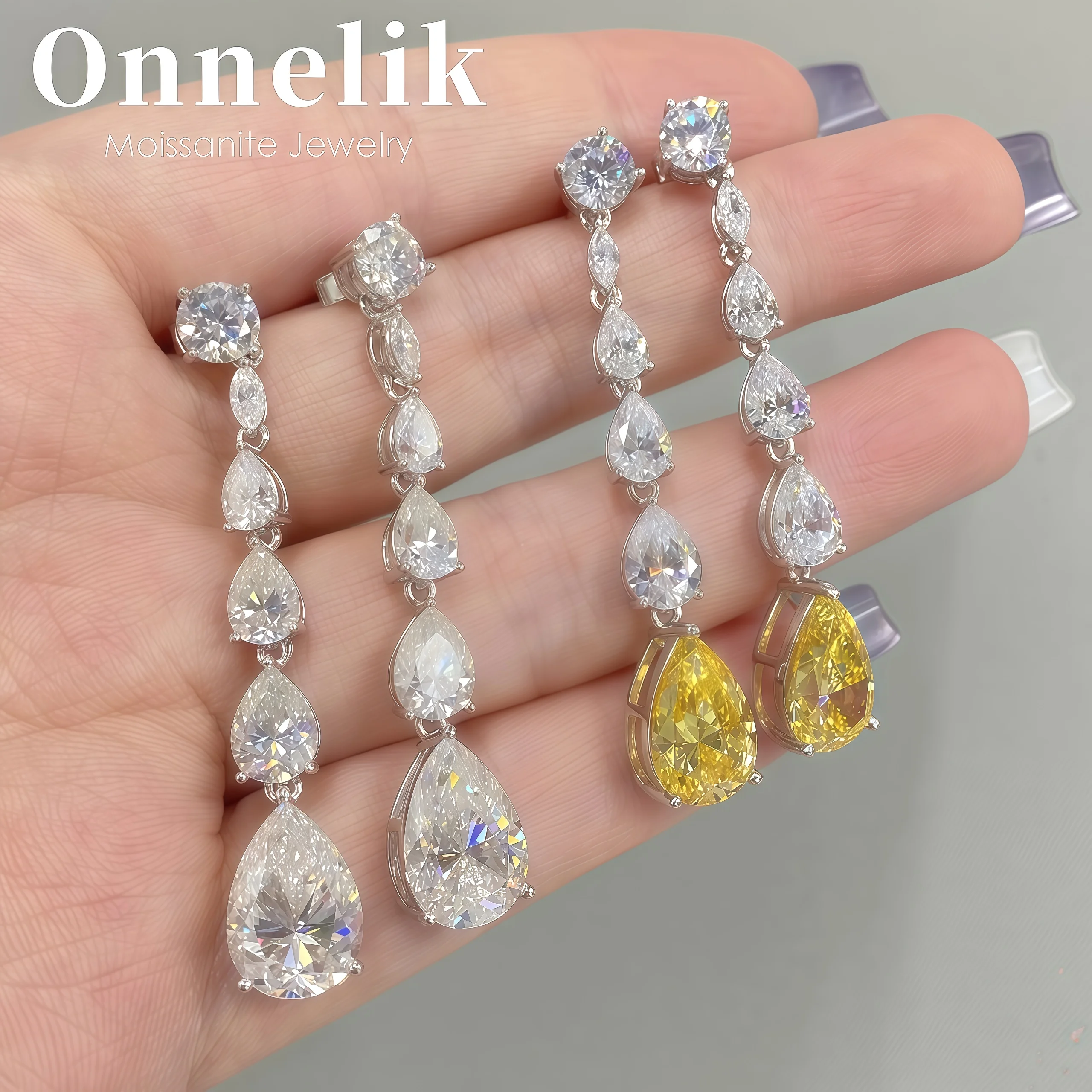 

Onnelik 16.98cttw D VVS1 Moissanite Diamond Stud Earrings 925 Silver Lab Grown Papalacha Earring For Women Birthday Fine Jewelry