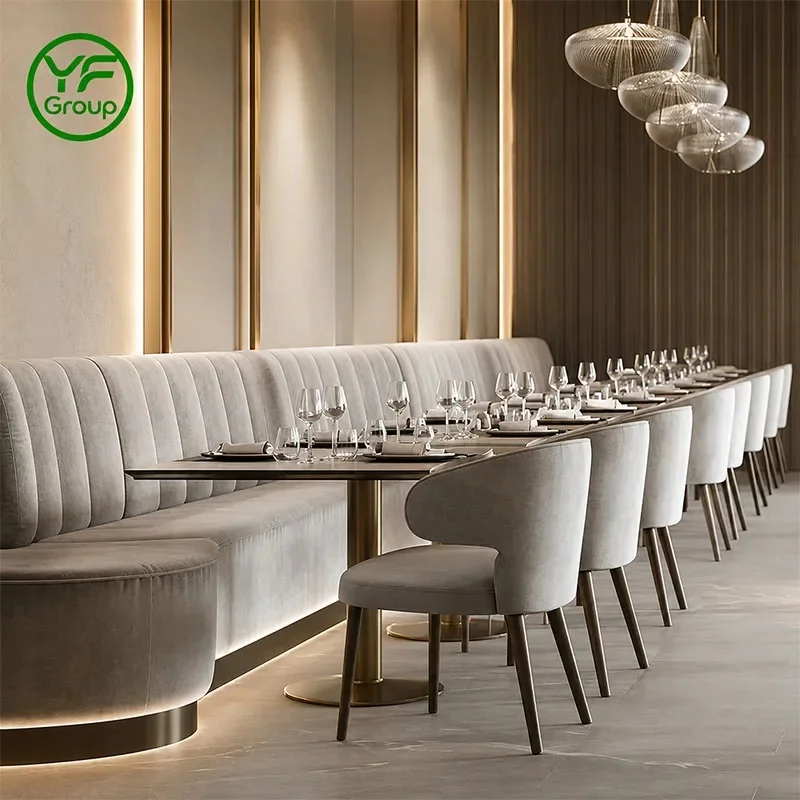 Factory Custom Restaurant Furniture High-Density Foam Velvet Fabric Booth Seating Banquette for Bistro Hotel