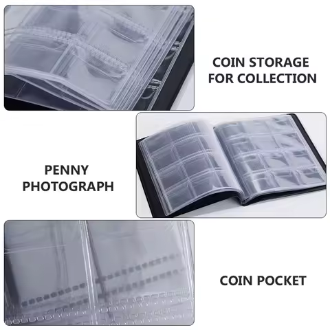 1Pcs 120 Grid Coin Collection Album Premium PVC Pages Acid-Free Euro Uk Currency Coins Stamps Numismatic Storage