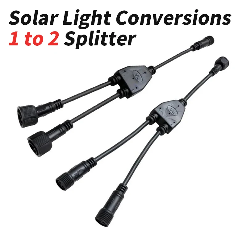 Waterproof Solar Light 1 to 2 Splitter Conversions DC to 2Pin Plugs Intelligent Triage Universal Connector Male Female Wire IP67