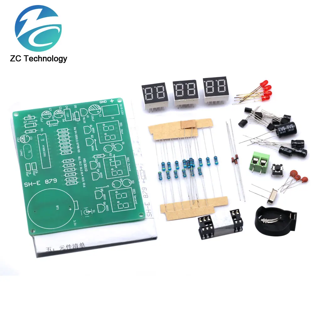 DIY Kits AT89C2051 Electronic Clock Digital Tube LED Display Suite Electronic Module Parts and Components DC 9V - 12V