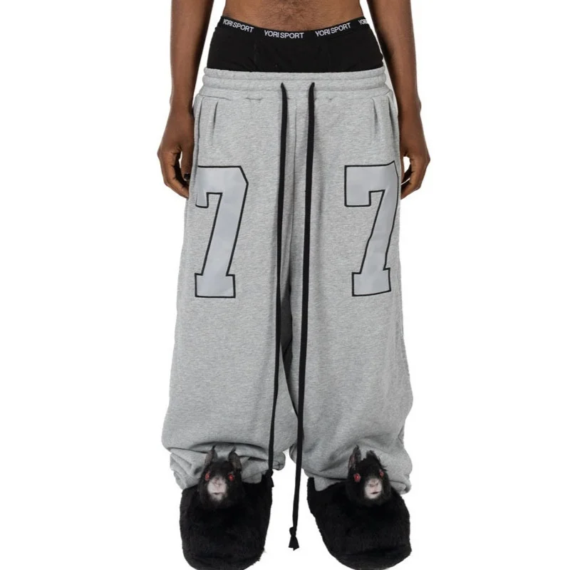 

Весенне-осенние модные повседневные брюки в уличном стиле от бренда Hip H для женщин, свободного кроя, с принтом на талии, из других материалов, 00%