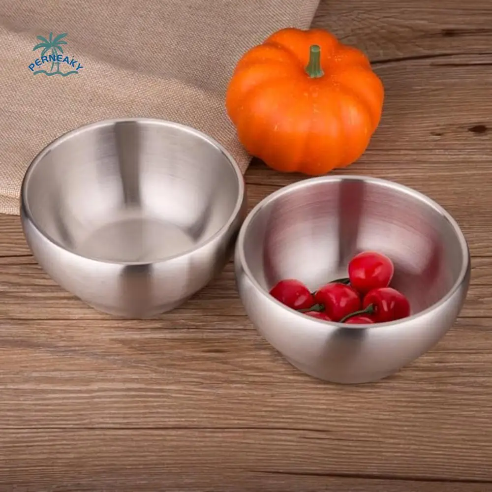 

Double Layer Ice Cream Bowl Stainless Steel Anti Scald Children's Bowl Drop-resistant Unbreakable Insulated Bowl Restaurant