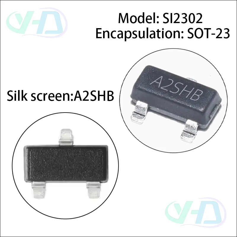 100PCS of Surface Mount Transistors SI2302 Package SOT-23 SI2302 Silk-Screened A2SHB Transistors