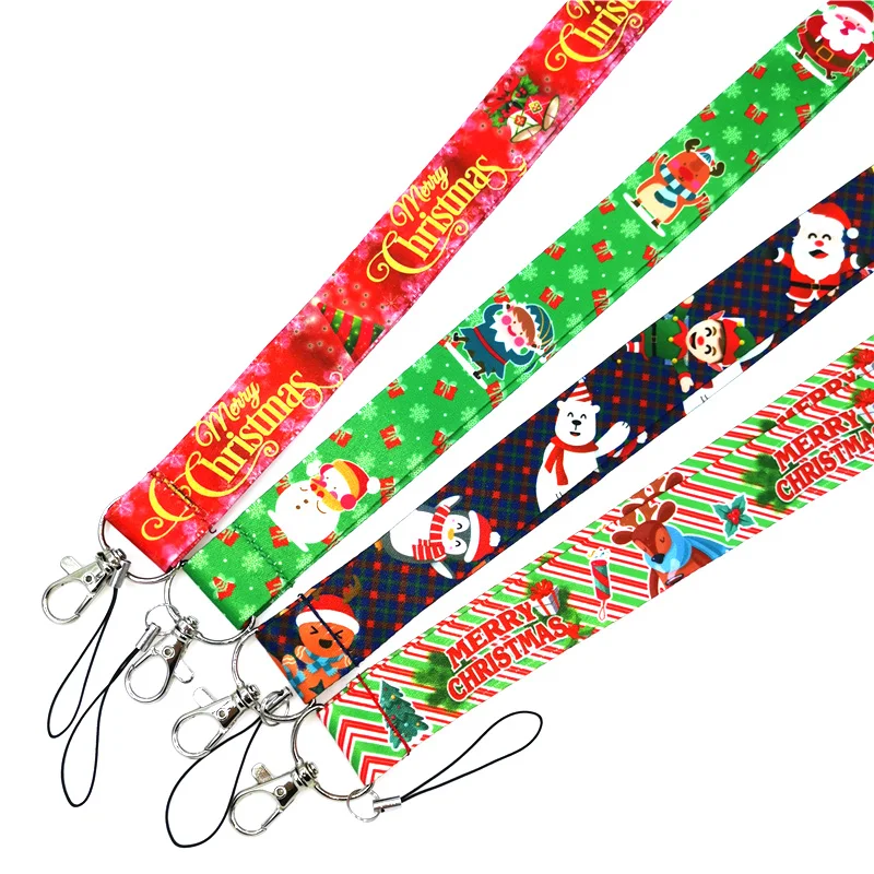 Merry Christmas Lanyard for Keys Phone Cool Neck Strap Lanyard for Camera Whistle ID Badge Cute webbings ribbons Gift Decoration