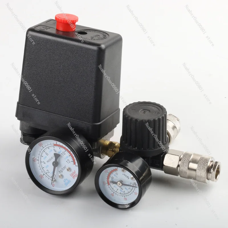 

220V 30-120PSI Air Compressor Pump Pressure Control Switch 4 Port Manifold Relief Regulator Control Valve with Gauge