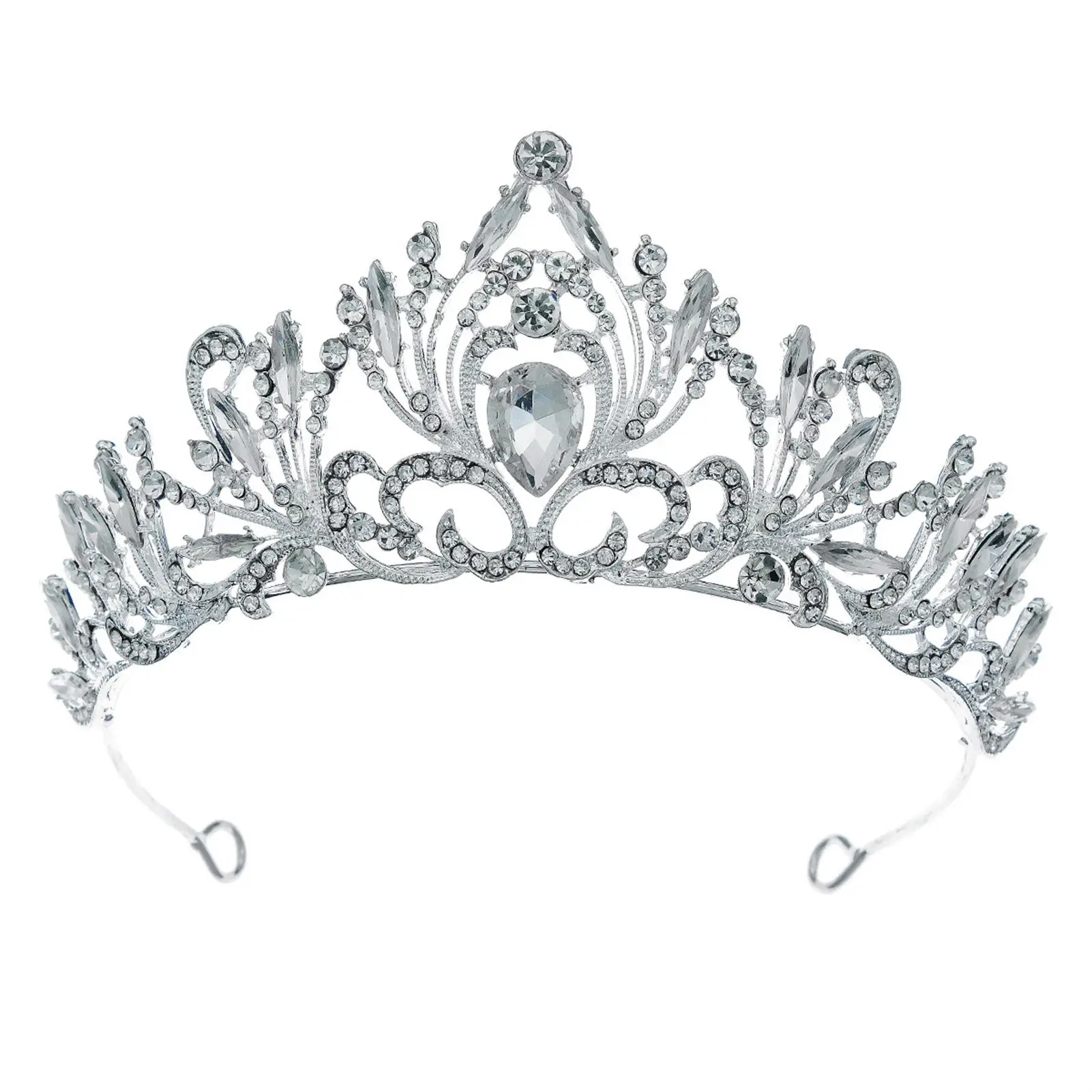 Crown Baroque Tiara Headdress Luxurious Anti-slip Round Crown Party Prop for Stage Performance School Ball