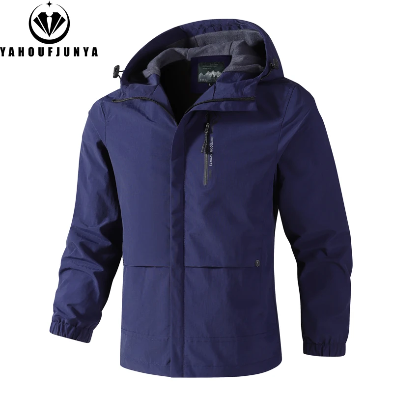 2025 Spring Autumn Men Outdoor Brand Hooded Soft Jacket Men Windbreak Solid Color Casual Fashion Jacket Coat Male Clothing Hots