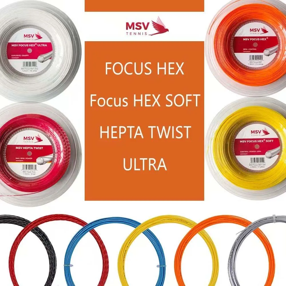 11.7m/pcs MSV FOCUS HEX SOFT tennis string professional-grade Hexagonal polyester soft string Durable tennis string