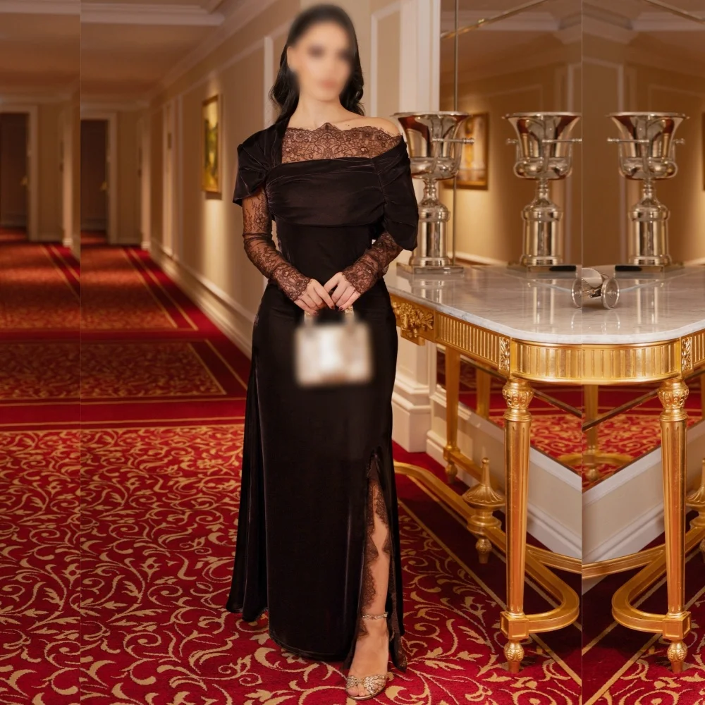Customized Formal Evening Lace Pleat Temperament Off-the-shoulder Long Dresses Bespoke Occasion Exquisite Party Wedding