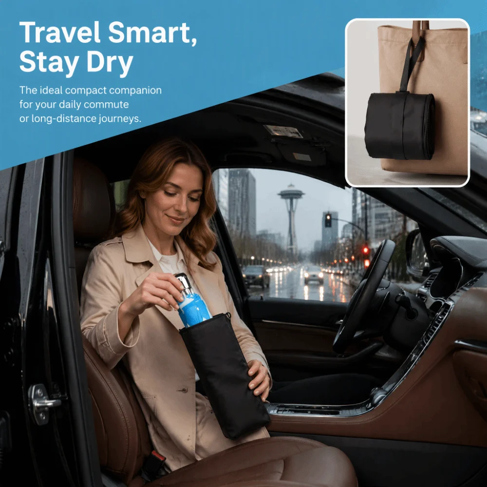 Waterproof Oxford Umbrella Storage Bag Hand Strap Microfiber Lining Rain Cover Carrier Foldable Absorbent Umbrella Sleeve
