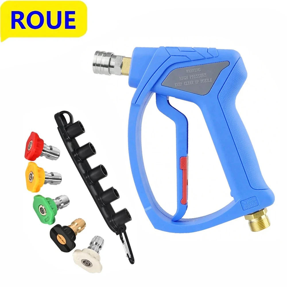 Car Washer Blue High Pressure Cleaning Spray Gun with 5-Piece Soap Nozzle 4080Psi M22-14mm Adapter for Karcher Nilfisk/Bosch/AR