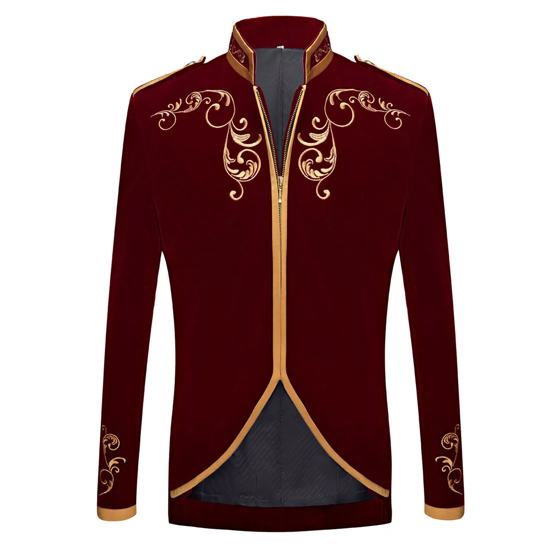 

European and American men's blazer white court prince gold embroidered jacket, cross-border singer performance blazer
