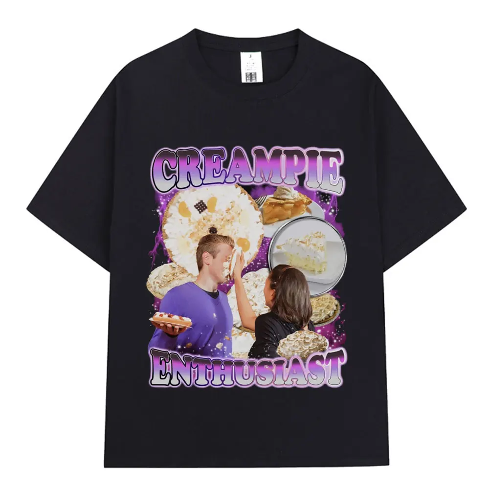 Creampie Meme Graphic T Shirt Fashion Harajuku Vintage Short Sleeve T-shirts Men 100% Cotton Casual Oversized T-shirt Streetwear