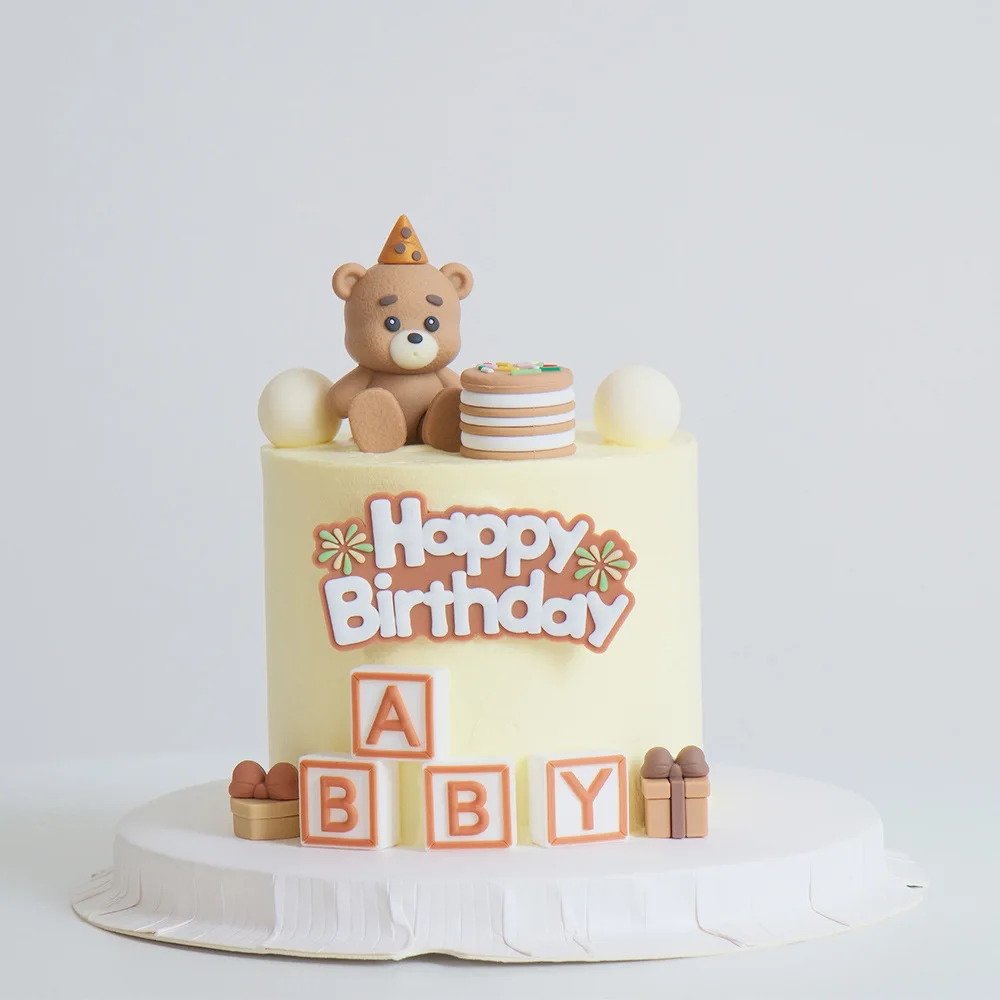 Cartoon Nette Kerze Blasen Bär Kuchen Topper Geschenk Box Ball Ornamente für Baby Shower Party Kuchen Dekoration Tisch Dekor Liefert