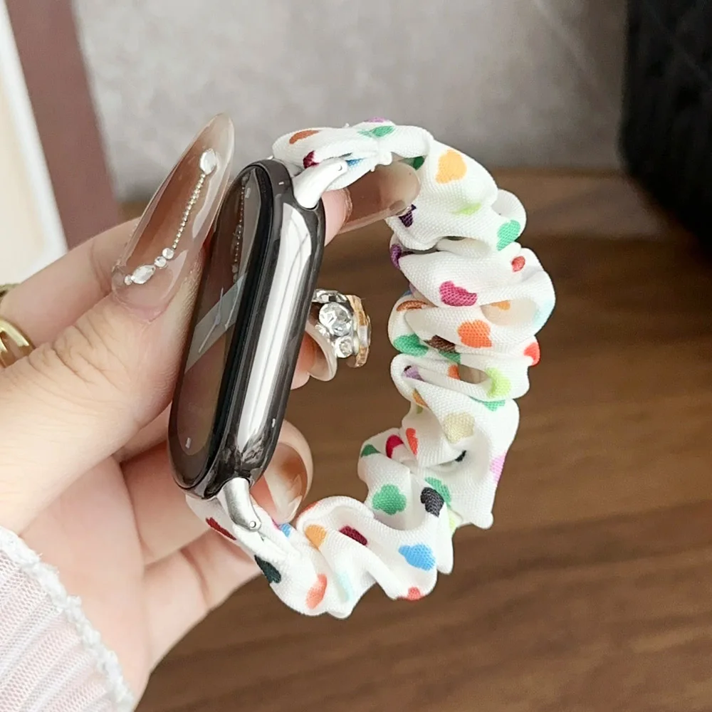 

Scrunchies Dressy Bracelet for Xiaomi Mi Smart Band 8 9 10 Wristband Printed Multi Chiffon Strap for Women Mi Band 9 Watchband