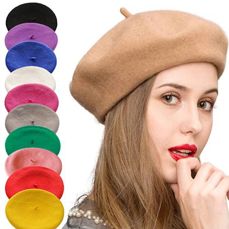 Boina de alta calidad con circunferencia de cabeza grande, sombrero de pintor retro de color sólido para niñas para mostrar la cara, pequeño otoño e invierno