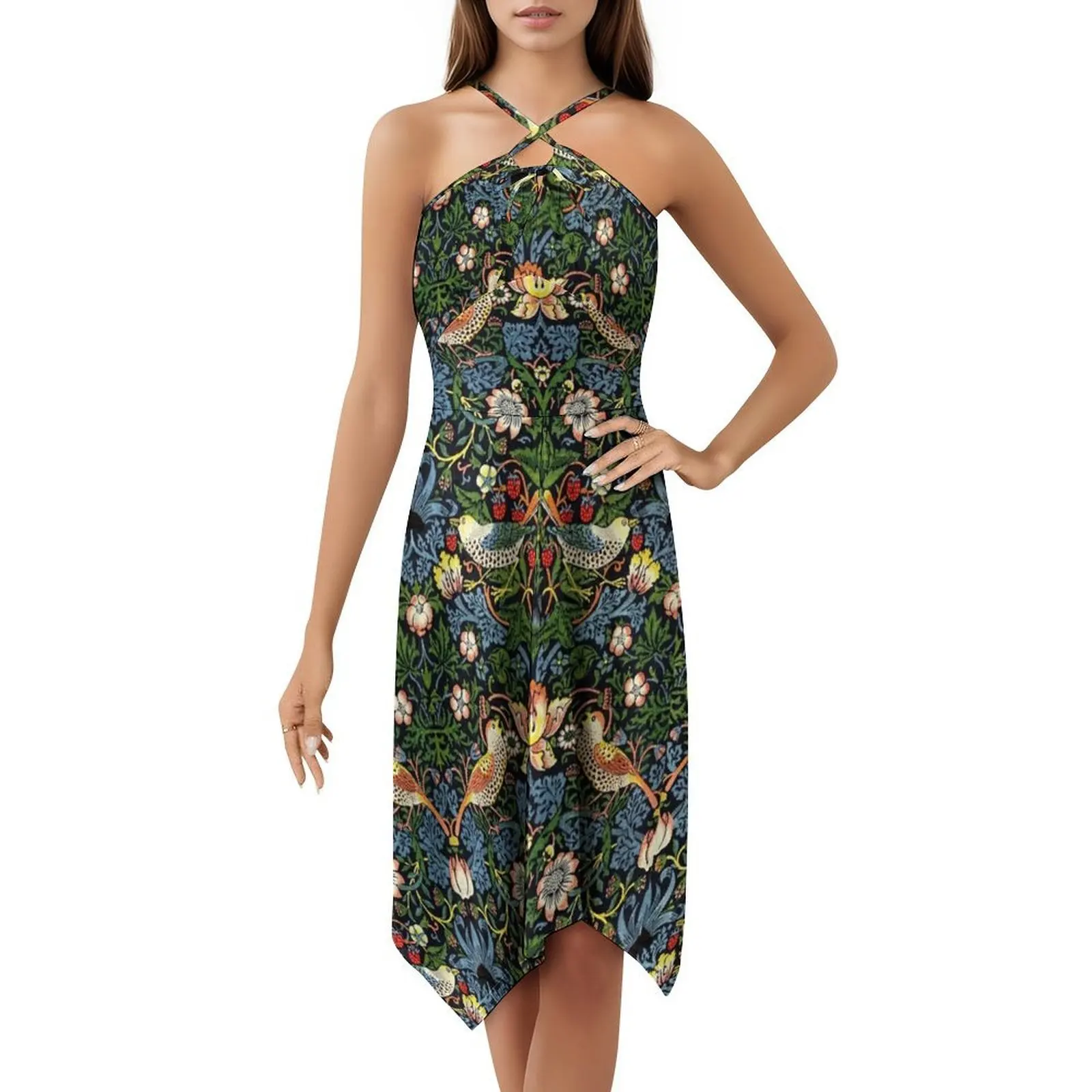 William Morris Strawberry Thief-1883 Korean Style Casual Dress For Women Simple Daily Office Lady Dresses William Morris