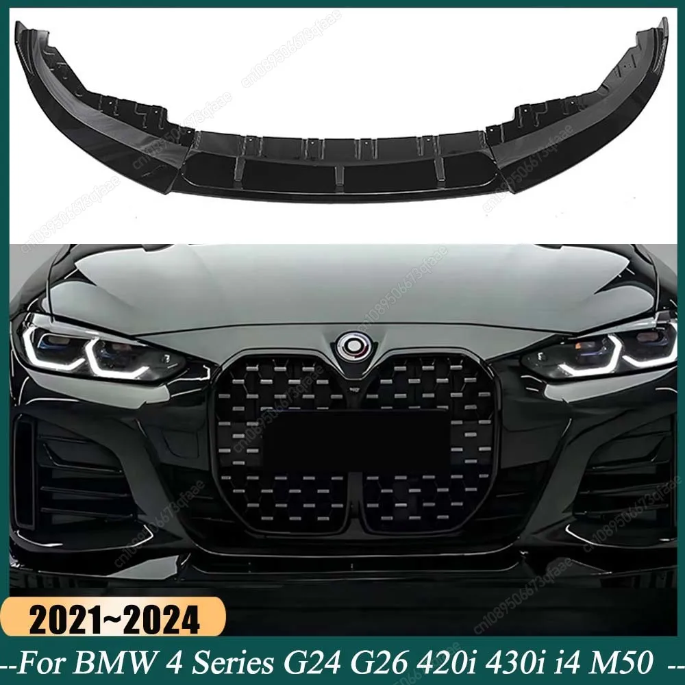

Front Bumper Splitter Lip Diffuser For BMW 4 Series G24 G26 420i 430i i4 M50 M Sport Gran Coupe 4Doors 2021-2024 Body Kit Tuning