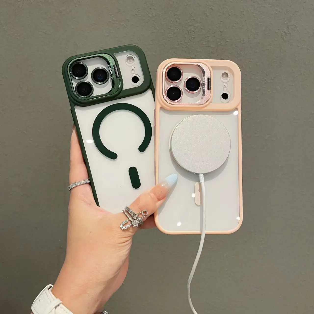 เคสแม่เหล็กใส Magsafe รุ่นหรูหรา สำหรับ iPhone17/Promax/17Air/Pro พร้อมที่ยึดเลนส์ ป้องกันการกระแทก ใส ทนทาน