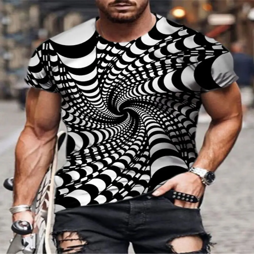 

Fashion striped 3D T-shirt men's short-sleeved tops oversized T-shirt men's design clothes