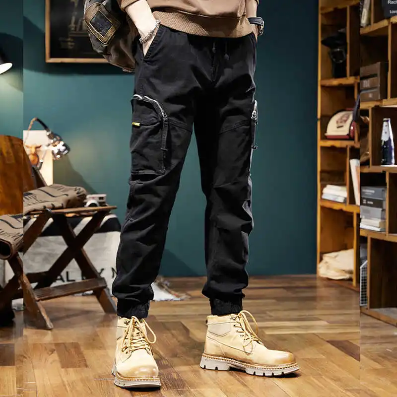 

Мужские брюки Bla для спецодежды, новинка 2024, осенние повседневные брюки на молнии, весна-осень, свободный крой с манжетами и несколькими кетами