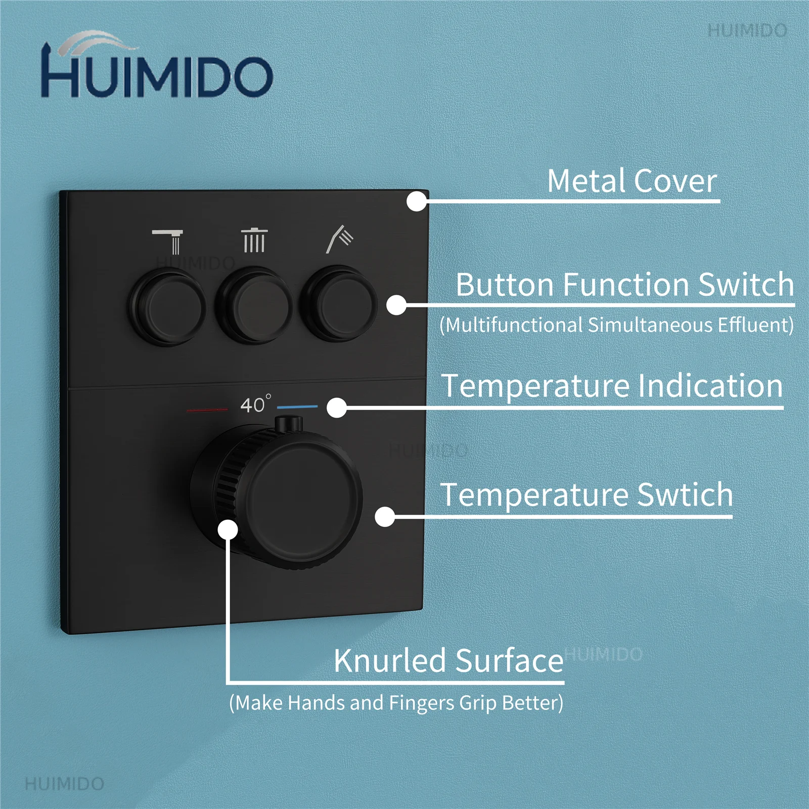 Luxurious 3 Functions Button Switch Bathroom Shower Thermostatic Diverter Faucets Concealed Mixer Valve Controller Brass