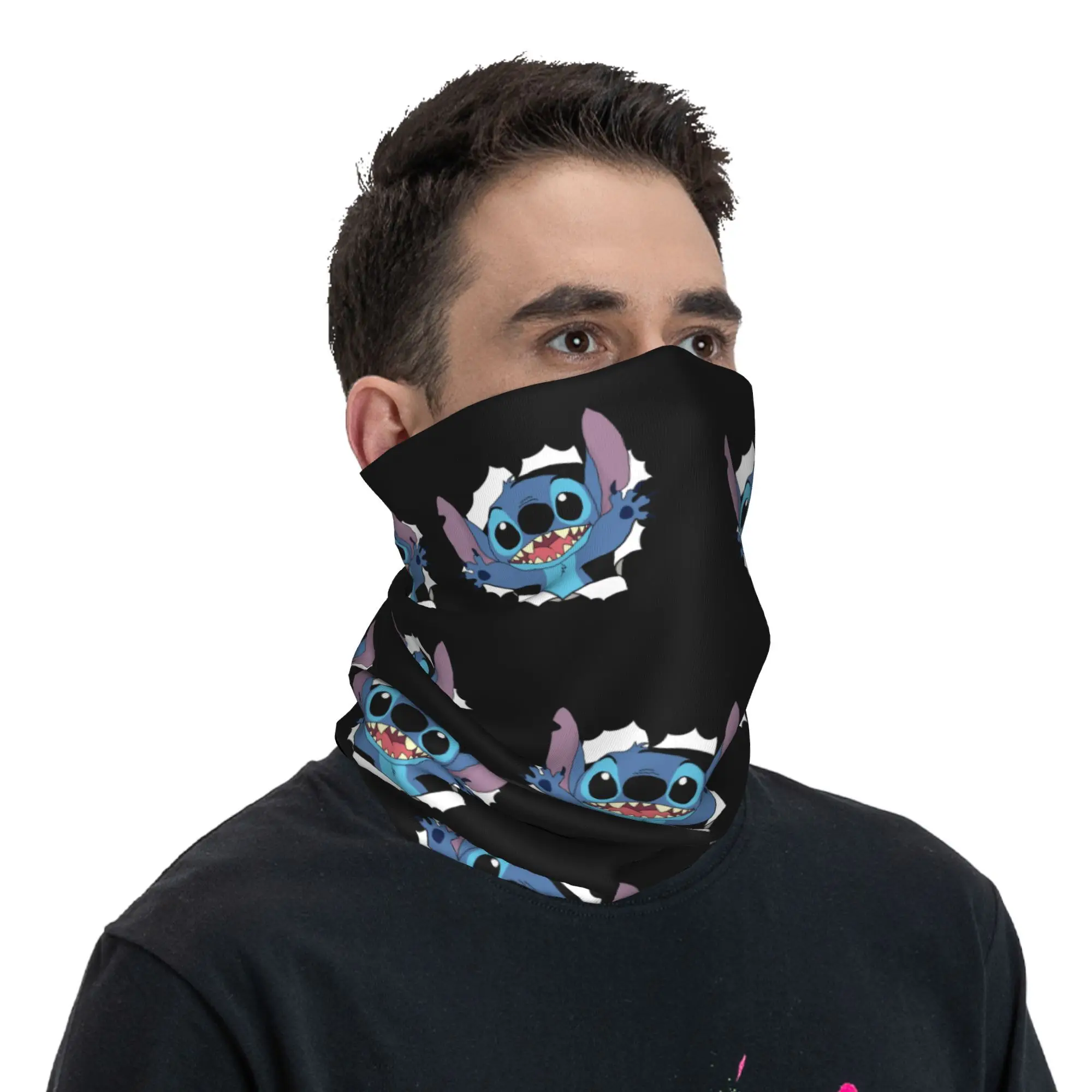 Custom Stitchs Angel Anime Cartoon Bandana Neck Warmer Men Women Winter Ski Hiking Scarf Gaiter  Face Cover