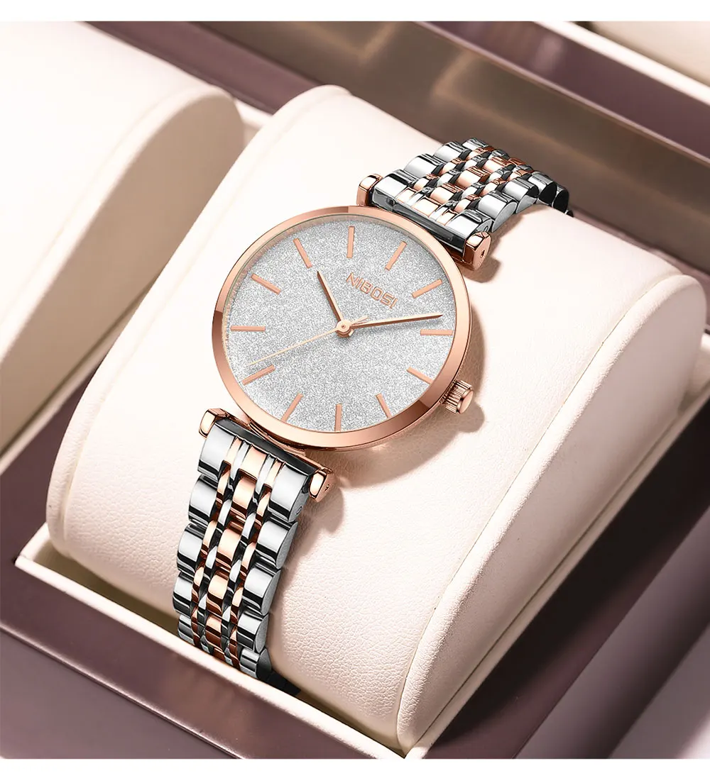 NIBOSI Top Brand Women Quartz Watches Luxury Pink Stainless Steel Ladies Watch Waterproof Fashion Female Watches Reloj Mujer