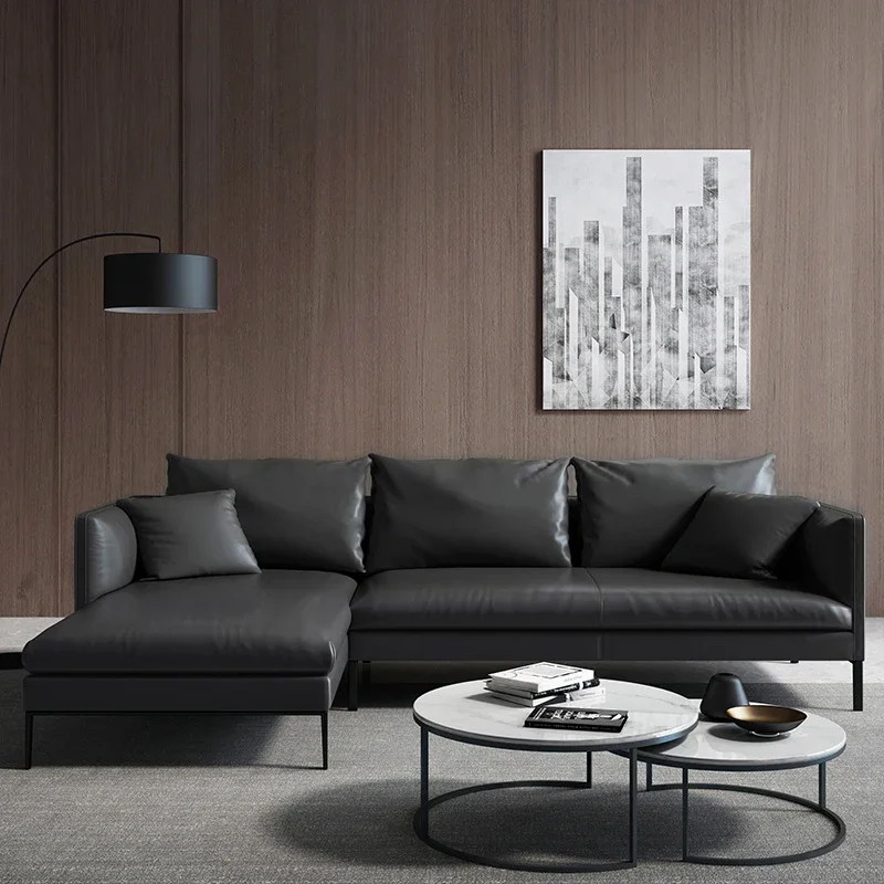 

Postmodern leather sofa light luxury leather sofa design Italian furniture American villa sofa