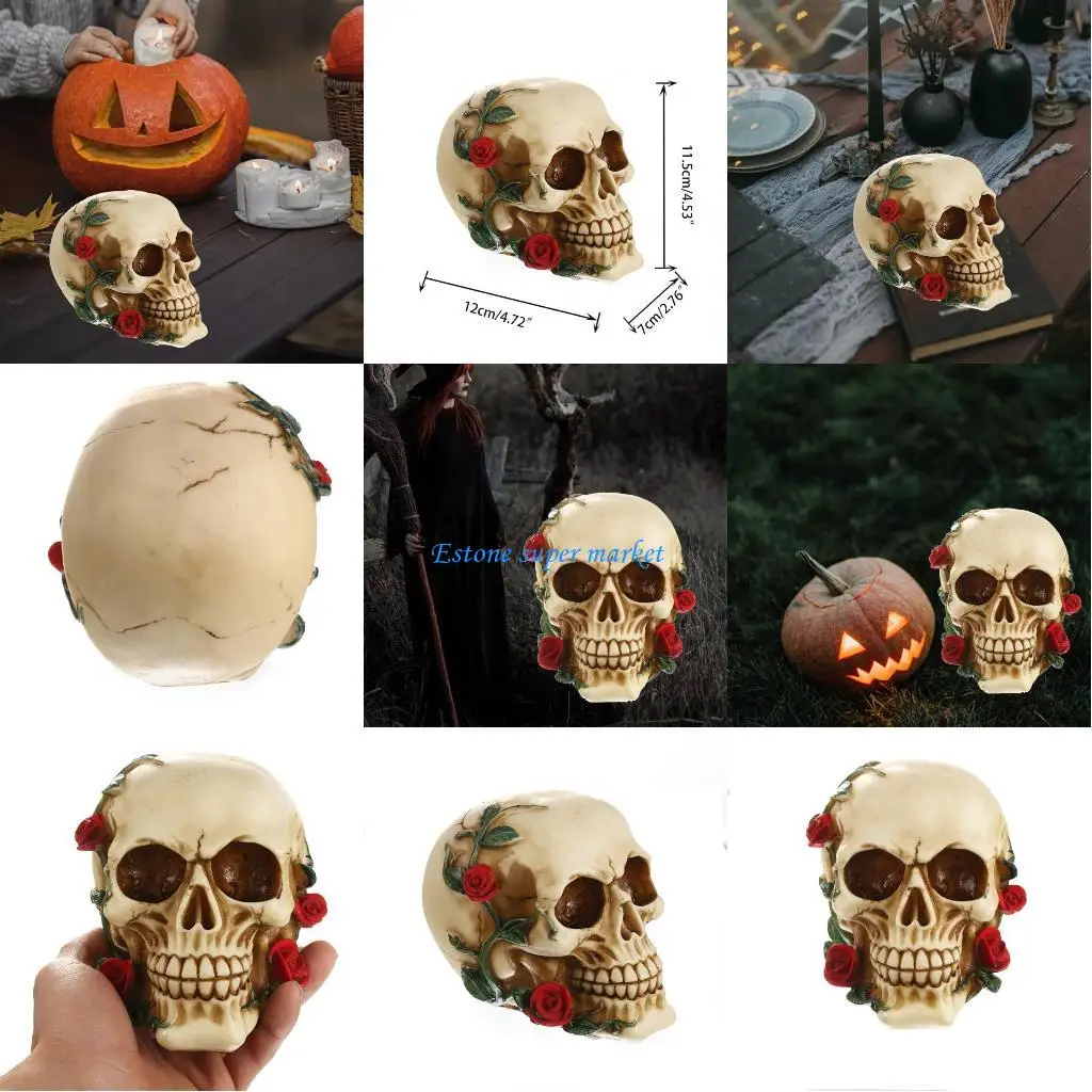

090B Trick Gag Decorate Skull Horrible Scary Halloween Supplies Resin Sculpture