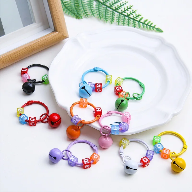 Wholesale 50pcs Bell Pendant Keychain Candy Color Bag Keyring Jewelry For Women Girl Car Hanging Trinket Key Holder