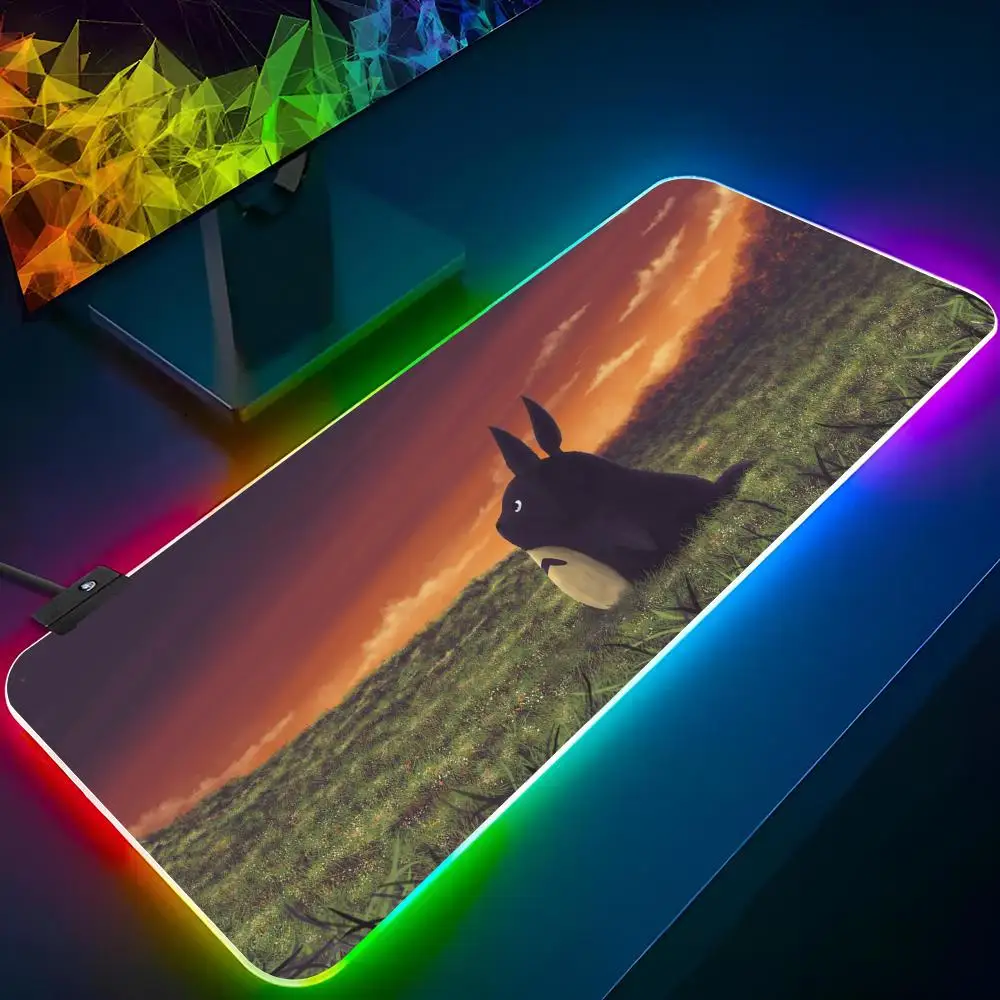 Imagem -03 - T-totoros Rgb Gaming Mouse Pad Teclado Retroiluminado Gamer Girl Trend Mat Laptop Almofadas de Mesa Deskpad xl