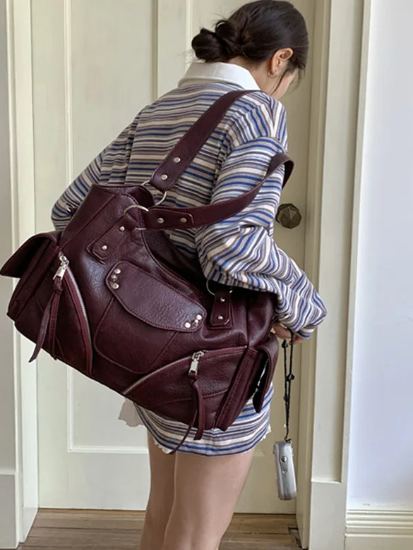 

Высококачественная мотоциклетная сумка, новинка 2025, модная сумка через плечо для женщин, повседневная простая сумка на молнии