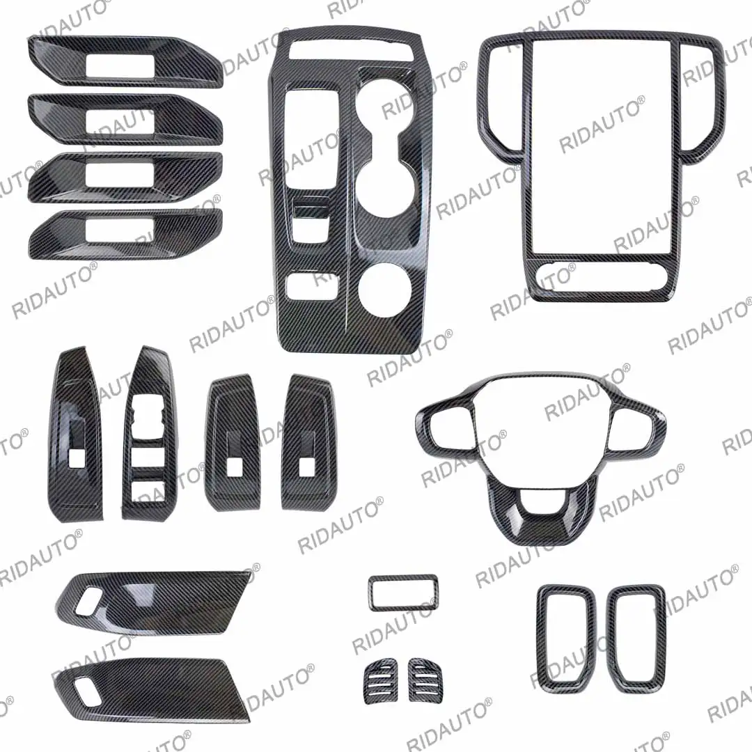 Carbon Fiber Style Look Car Interior Cover For Next Gen FORD RANGER WILDTRAK 2023 2024 Upgrade Trim Overlay Panel Decoration