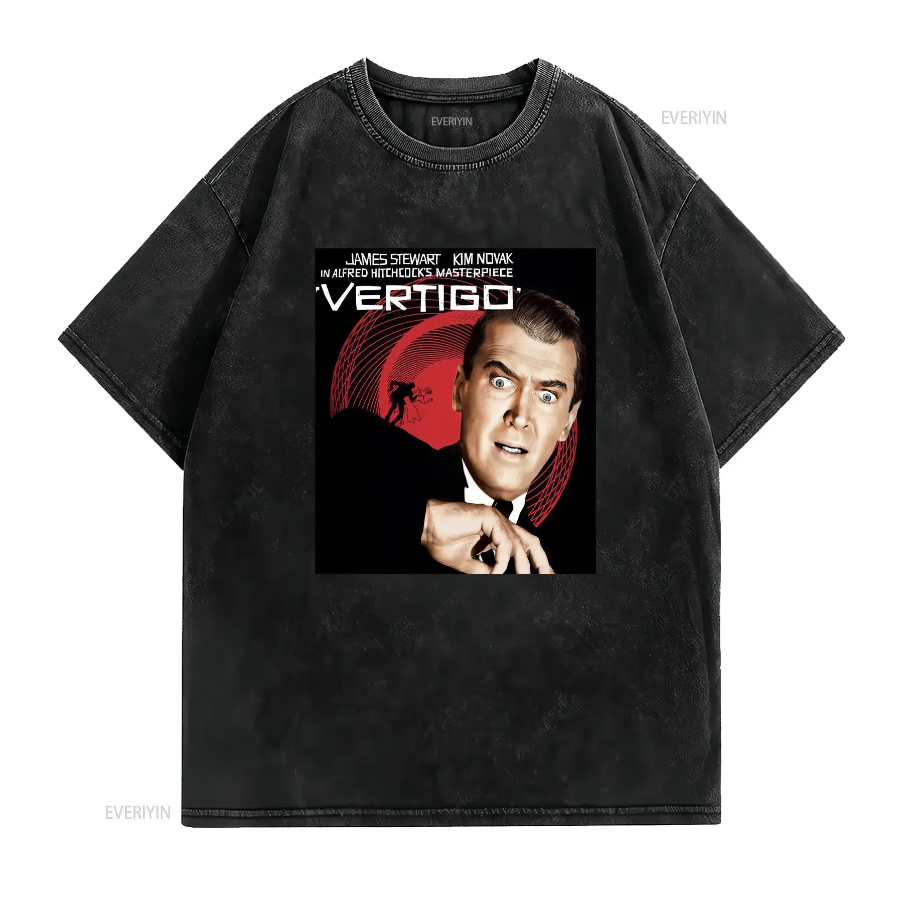 Vertigo T Shirt graphic tees vintage movie horror sweaT hoodies alfred hitchcock old Washed Casual fashion homme Soft vintage