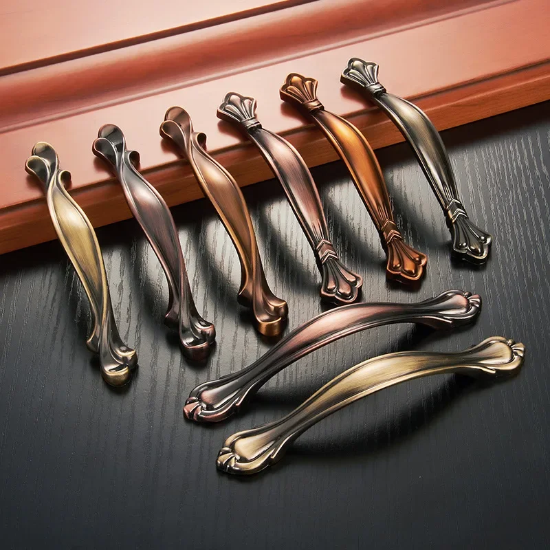 Chinese Style Stlye Classic Furniture Handle Zinc Alloy Antique Cabinet Door Handle Closet Drawer Knob Red/green Bronze/Brown