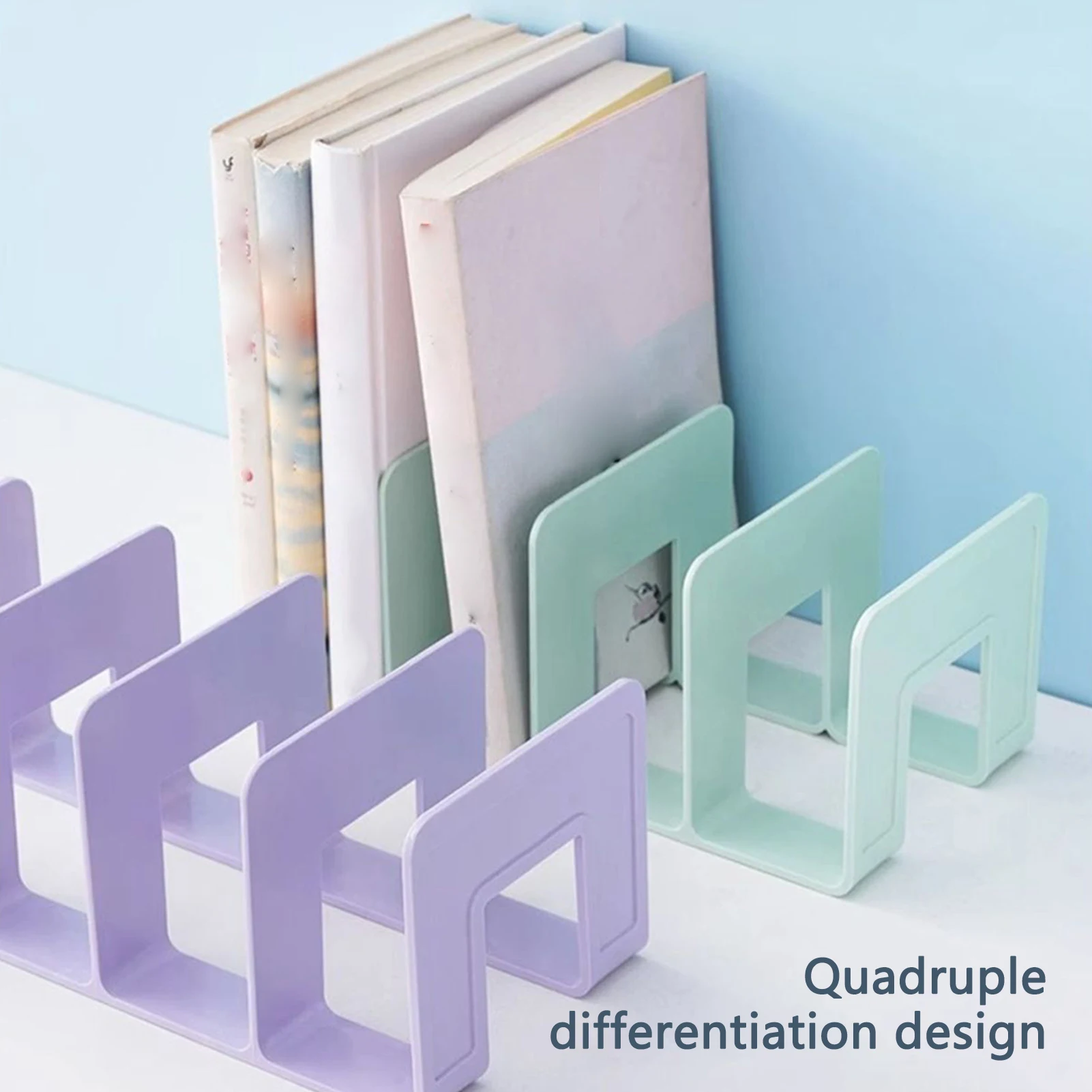 Desktop File Storage Rack Macaron Colored Plastic Folder School Company Office Vertical Book Notebook Holder Organizer Supplies