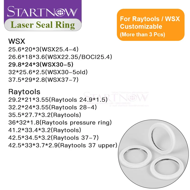 Startnow Laser Sealing Ring For WSX Raytools Fiber Laser Cutting Head Protective Lens O-Ring Washer Parts