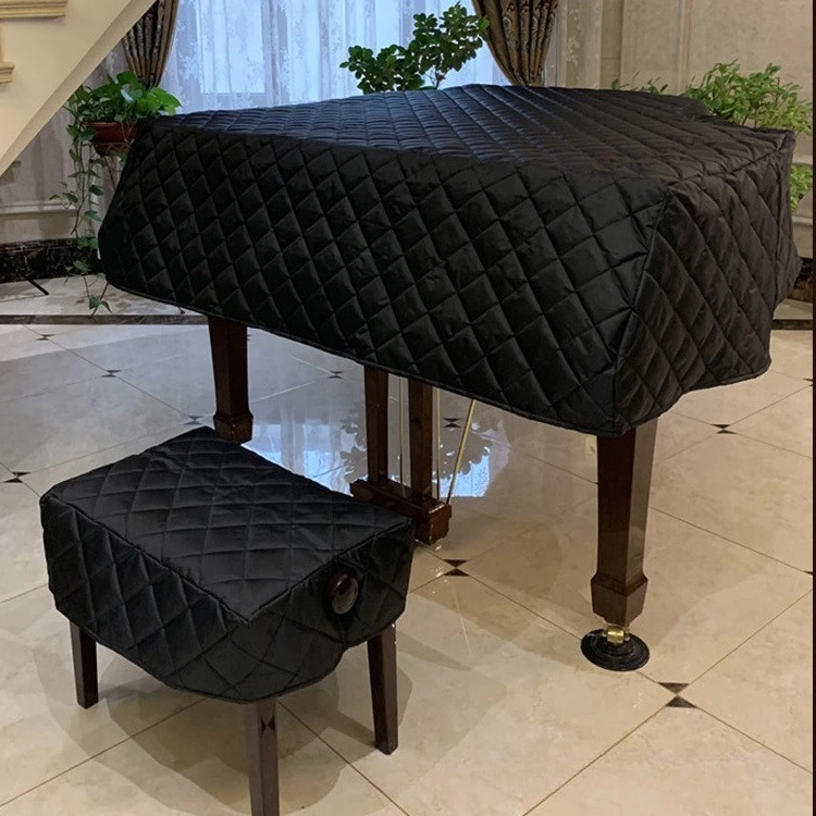 Piano Cover Set, 2 Pieces Luxury Dustproof Cloth for Upright Piano and Bench, Washable Long Strip Protection